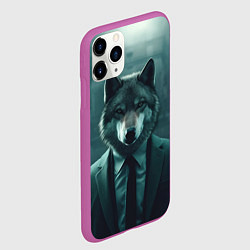 Чехол iPhone 11 Pro матовый Волк в пиджаке, цвет: 3D-фиолетовый — фото 2