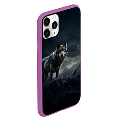 Чехол iPhone 11 Pro матовый Волк в горах, цвет: 3D-фиолетовый — фото 2