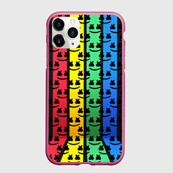 Чехол iPhone 11 Pro матовый Marshmello neon music dj, цвет: 3D-малиновый