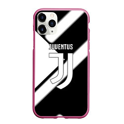 Чехол iPhone 11 Pro матовый Juventus geometry steel, цвет: 3D-малиновый