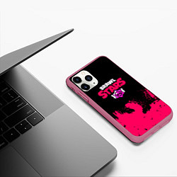 Чехол iPhone 11 Pro матовый Brawl stars розовые краски, цвет: 3D-малиновый — фото 2