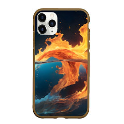 Чехол iPhone 11 Pro матовый Вода и огонь, цвет: 3D-коричневый