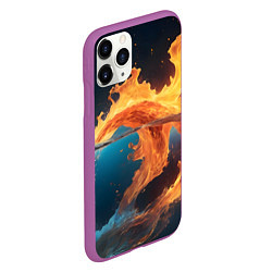 Чехол iPhone 11 Pro матовый Вода и огонь, цвет: 3D-фиолетовый — фото 2