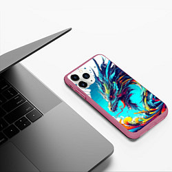 Чехол iPhone 11 Pro матовый Japanese dragon - tattoo irezumi, цвет: 3D-малиновый — фото 2