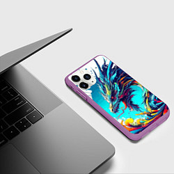 Чехол iPhone 11 Pro матовый Japanese dragon - tattoo irezumi, цвет: 3D-фиолетовый — фото 2