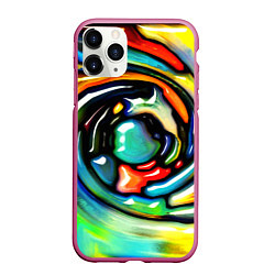 Чехол iPhone 11 Pro матовый Акварельные краски мозаика, цвет: 3D-малиновый