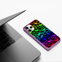 Чехол iPhone 11 Pro матовый Marshmello neon steel pattern, цвет: 3D-фиолетовый — фото 2