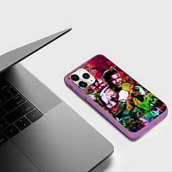 Чехол iPhone 11 Pro матовый Майк Тайсон граффити, цвет: 3D-фиолетовый — фото 2