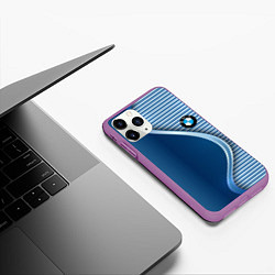 Чехол iPhone 11 Pro матовый BMW текстура, цвет: 3D-фиолетовый — фото 2