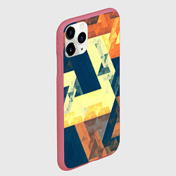 Чехол iPhone 11 Pro матовый Абстрактные треугольники, цвет: 3D-малиновый — фото 2