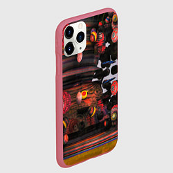 Чехол iPhone 11 Pro матовый Оптические фигуры абстракция, цвет: 3D-малиновый — фото 2