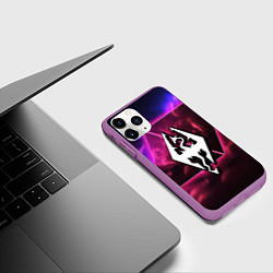 Чехол iPhone 11 Pro матовый The Elder Scrolls neon game, цвет: 3D-фиолетовый — фото 2