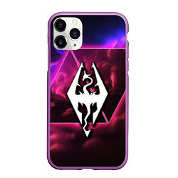 Чехол iPhone 11 Pro матовый The Elder Scrolls neon game, цвет: 3D-фиолетовый