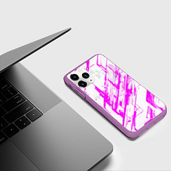 Чехол iPhone 11 Pro матовый Розовые полосы на белом фоне, цвет: 3D-фиолетовый — фото 2