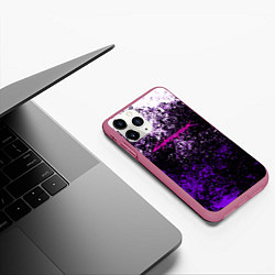 Чехол iPhone 11 Pro матовый Cyberpunk брызги красок, цвет: 3D-малиновый — фото 2