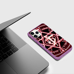 Чехол iPhone 11 Pro матовый Doom logo, цвет: 3D-фиолетовый — фото 2