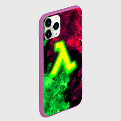 Чехол iPhone 11 Pro матовый Half life битва огня кислотное лого, цвет: 3D-фиолетовый — фото 2