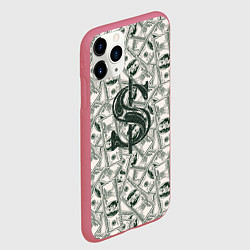 Чехол iPhone 11 Pro матовый Знак доллар - зелень, цвет: 3D-малиновый — фото 2