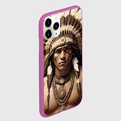 Чехол iPhone 11 Pro матовый Индеец искусство, цвет: 3D-фиолетовый — фото 2