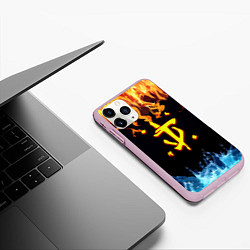 Чехол iPhone 11 Pro матовый Doom огонь и вода лого, цвет: 3D-розовый — фото 2