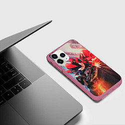 Чехол iPhone 11 Pro матовый Ёжик Шэдоу на мотоцикле, цвет: 3D-малиновый — фото 2