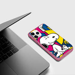 Чехол iPhone 11 Pro матовый Снупи поп-арт, цвет: 3D-малиновый — фото 2