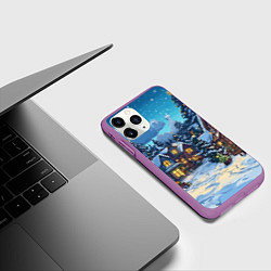 Чехол iPhone 11 Pro матовый Город перед новым годом, цвет: 3D-фиолетовый — фото 2