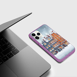 Чехол iPhone 11 Pro матовый Старый новогодний город, цвет: 3D-фиолетовый — фото 2