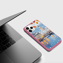 Чехол iPhone 11 Pro матовый Предновогодний Санкт-Петербург, цвет: 3D-малиновый — фото 2