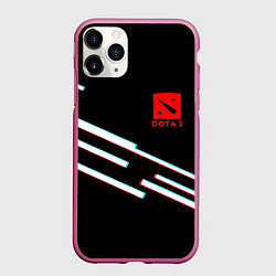 Чехол iPhone 11 Pro матовый DOTA2 lines, цвет: 3D-малиновый