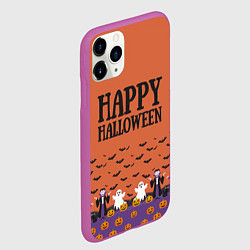Чехол iPhone 11 Pro матовый Happy Halloween pattern, цвет: 3D-фиолетовый — фото 2