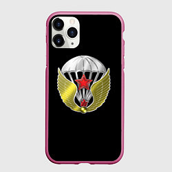 Чехол iPhone 11 Pro матовый ВДВ СССР лого, цвет: 3D-малиновый