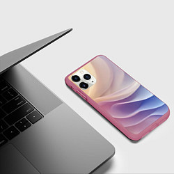 Чехол iPhone 11 Pro матовый Текстура с градиентом волны, цвет: 3D-малиновый — фото 2