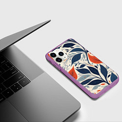 Чехол iPhone 11 Pro матовый Искусство листья абстракция, цвет: 3D-фиолетовый — фото 2
