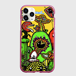 Чехол iPhone 11 Pro матовый Mario краски текстура, цвет: 3D-малиновый