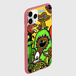 Чехол iPhone 11 Pro матовый Mario краски текстура, цвет: 3D-малиновый — фото 2