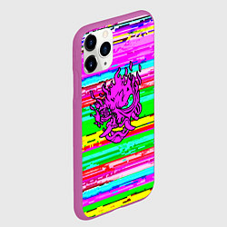 Чехол iPhone 11 Pro матовый Cyberpunk 2077 радужные полосы, цвет: 3D-фиолетовый — фото 2