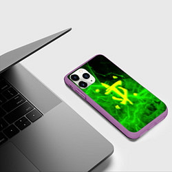 Чехол iPhone 11 Pro матовый Doom storm green, цвет: 3D-фиолетовый — фото 2