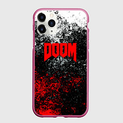 Чехол iPhone 11 Pro матовый Doom брызги красок, цвет: 3D-малиновый