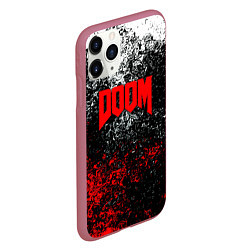 Чехол iPhone 11 Pro матовый Doom брызги красок, цвет: 3D-малиновый — фото 2