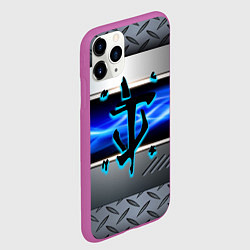 Чехол iPhone 11 Pro матовый Doom metal, цвет: 3D-фиолетовый — фото 2