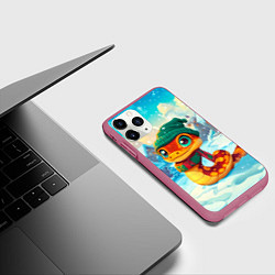 Чехол iPhone 11 Pro матовый Змейка в сказочном городе, цвет: 3D-малиновый — фото 2