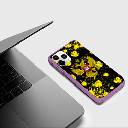 Чехол iPhone 11 Pro матовый Жёлтые краски герб, цвет: 3D-фиолетовый — фото 2