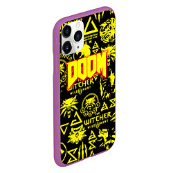 Чехол iPhone 11 Pro матовый Doom x Witcher, цвет: 3D-фиолетовый — фото 2