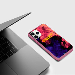 Чехол iPhone 11 Pro матовый RUST flame steel, цвет: 3D-малиновый — фото 2