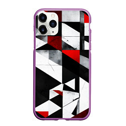 Чехол iPhone 11 Pro матовый Red and black abstraction on a white background, цвет: 3D-фиолетовый