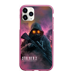 Чехол iPhone 11 Pro матовый Stalker 2 радиоактивный дым, цвет: 3D-малиновый