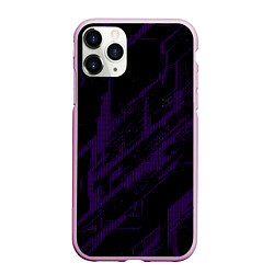 Чехол iPhone 11 Pro матовый Фиолетовые точки на чёрном фоне, цвет: 3D-розовый