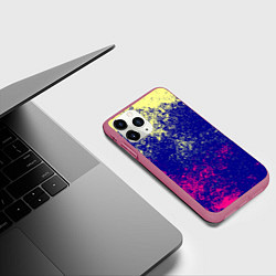 Чехол iPhone 11 Pro матовый Брызги красок фильтр, цвет: 3D-малиновый — фото 2