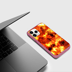 Чехол iPhone 11 Pro матовый Ядерный взрыв огонь, цвет: 3D-малиновый — фото 2